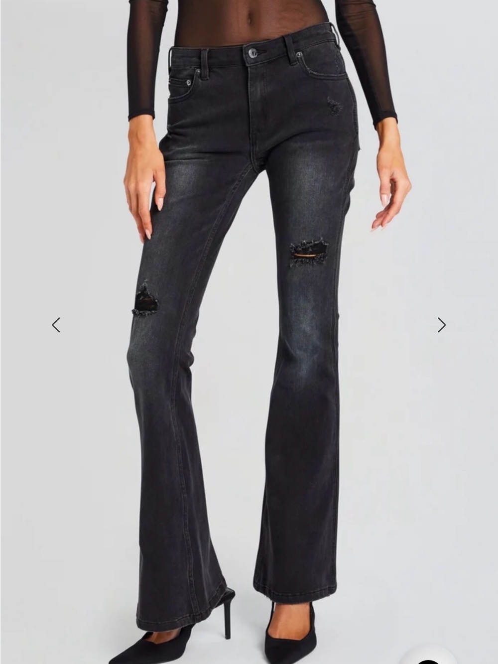 SER.O.YA Black Distressed Flare Jeans